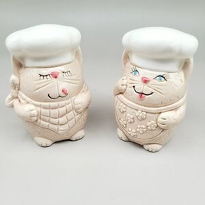 Vintage Chef Cat Ceramic Salt & Pepper Shakers from Japan